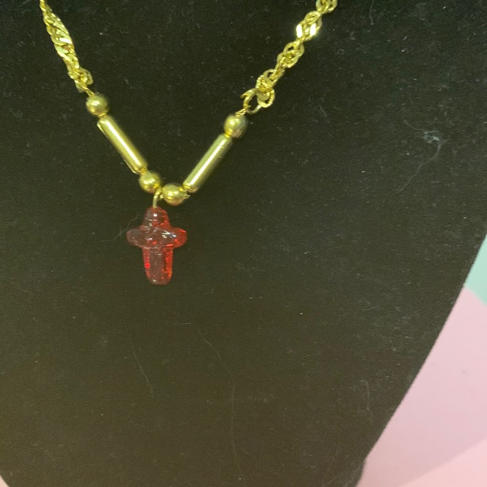- Cross red necklace jewelry 16”*